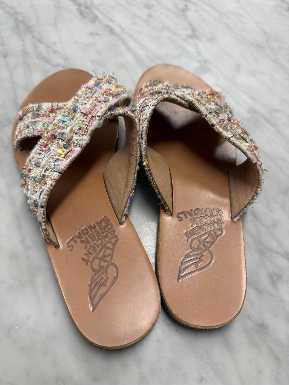 Ancient Greek Sandals Colorful Tweed Slip On Sandal Size 38 - Picture 2 of 6